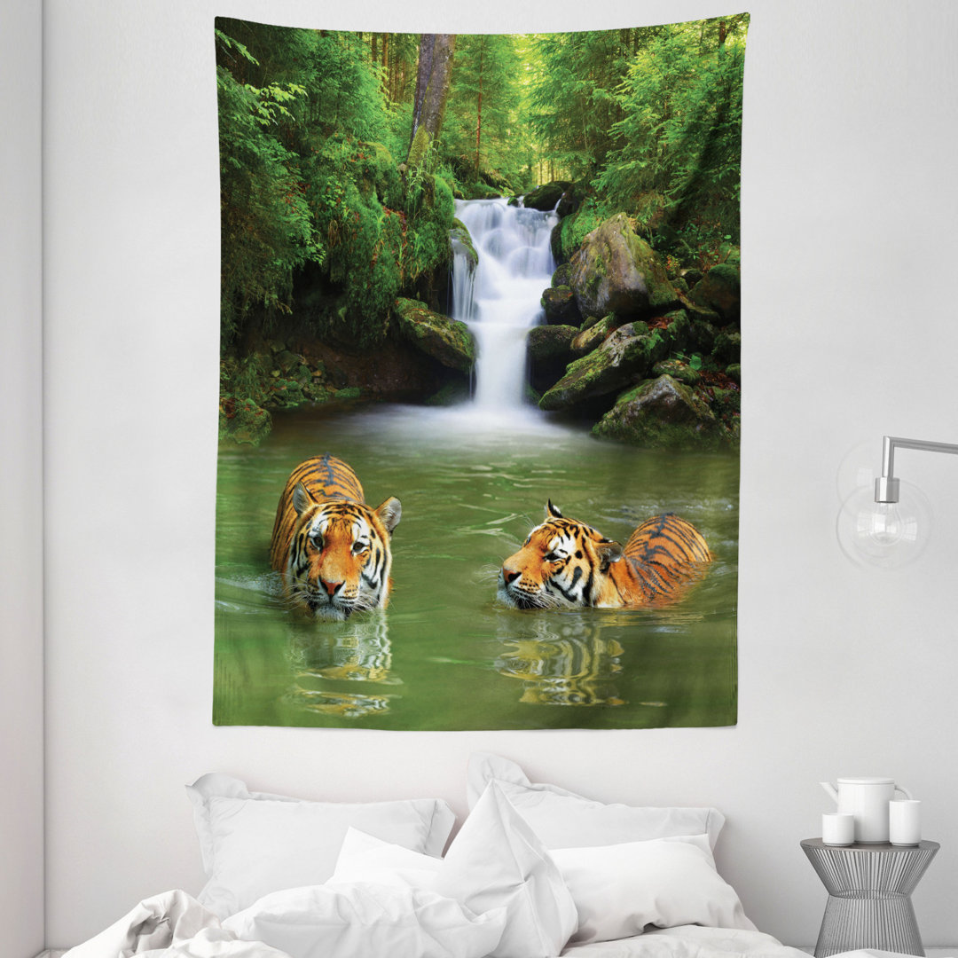 Tapisserie Sibirische Tiger im Wasser