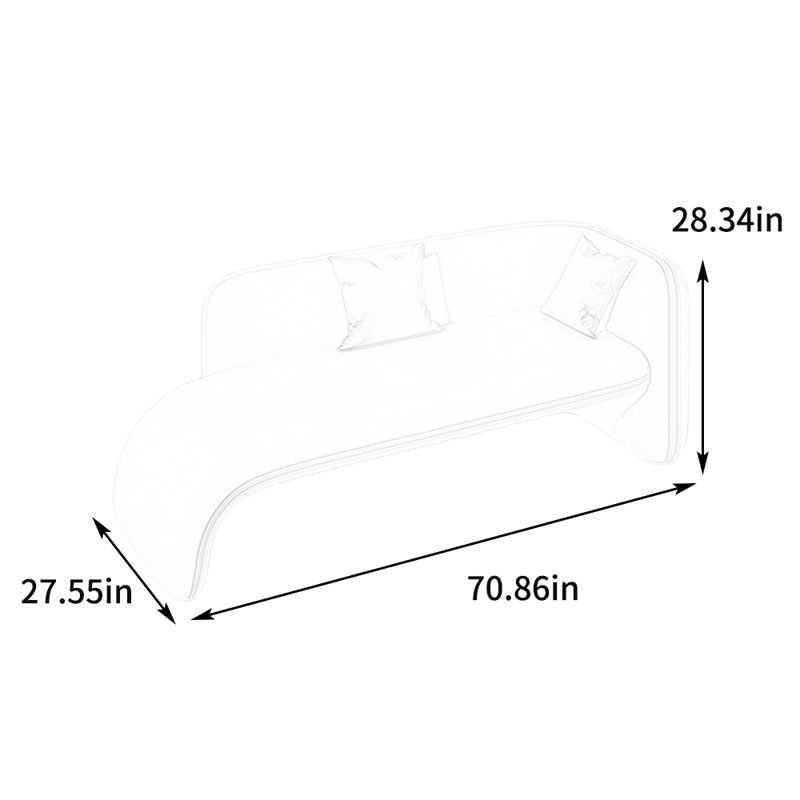 Chaise longue rembourrée Minimalist, Beige, Accoudoir à droite (vu de face)