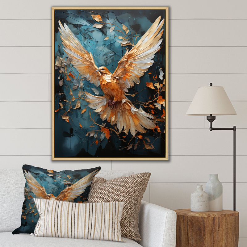 «Lovely Dove III» - art mural colombe, Cadre flottant brun, H 40 po x l 30 po x P 1,5 po