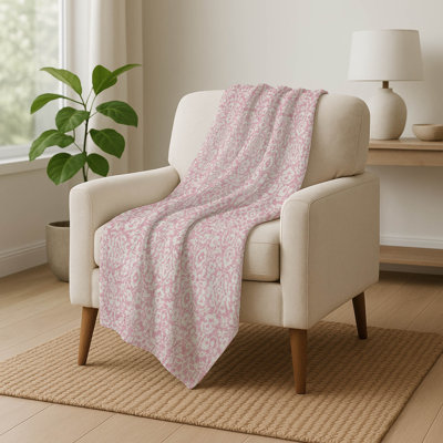 Addison Machine Washable Sherpa ASB920 Damask Throw Blanket