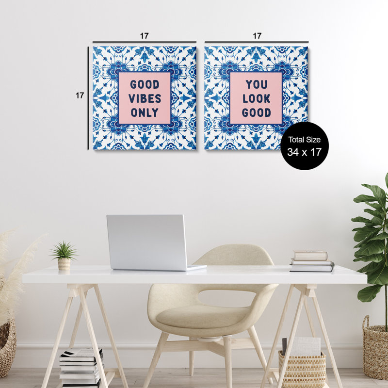 «Inspiring messages on Boho», ensemble de toiles 2 pièces, H 17 po x l 17 po