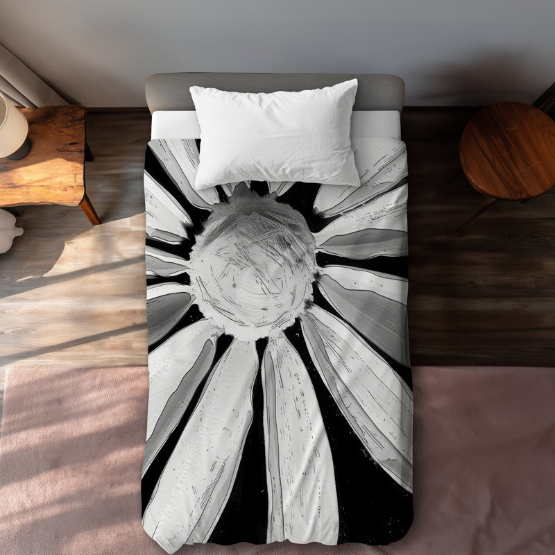 Desaturated Flower Gray Duvet Cover | Elegant Home Decor