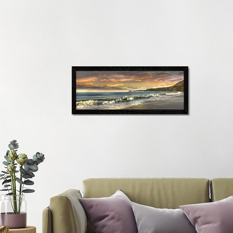 Warm Sunset by Mike Calascibetta - Panoramic Print on Canvas, Black Floater Framed, 121.92 cm H x 40.64 cm W
