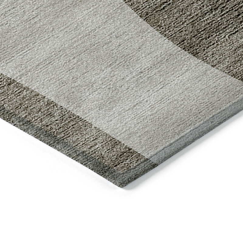 Tapis extérieur lavable abstrait taupe beige et chocolat 10 pi x 14 pi