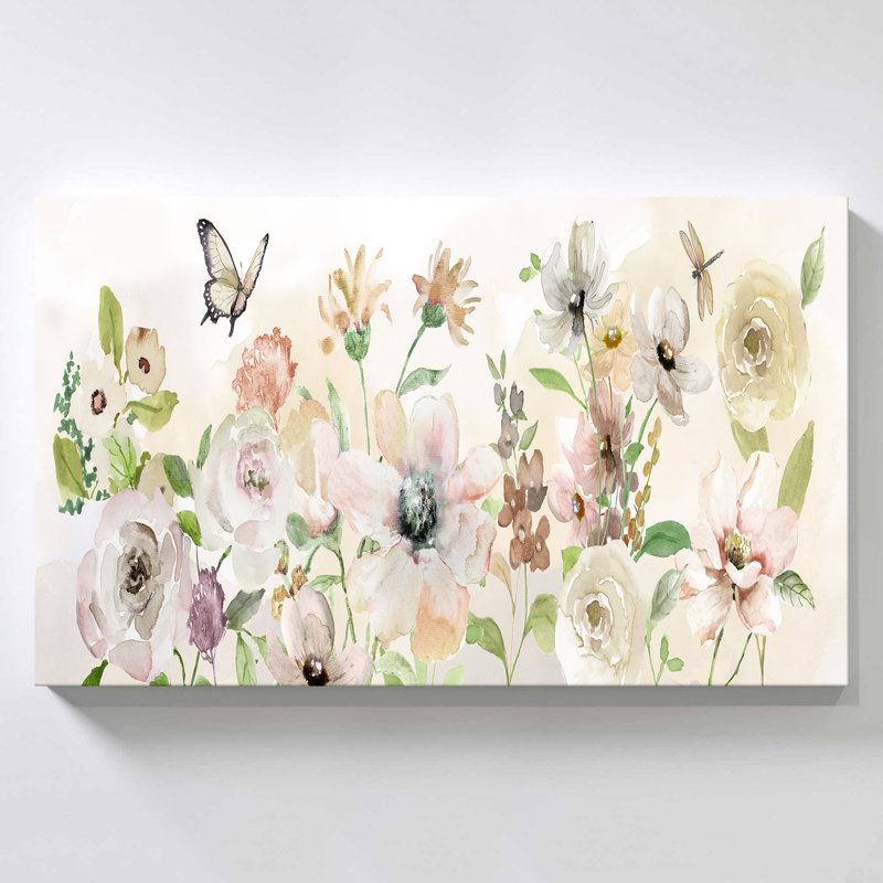 "Paris Garden Blush" par Nan, reproduction sur toile, H 24 po x l 40 po x P 1,5 po