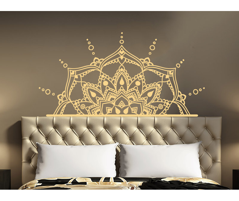 Décalcomanie murale en vinyle demi mandala chambre Ellenberger, Crème