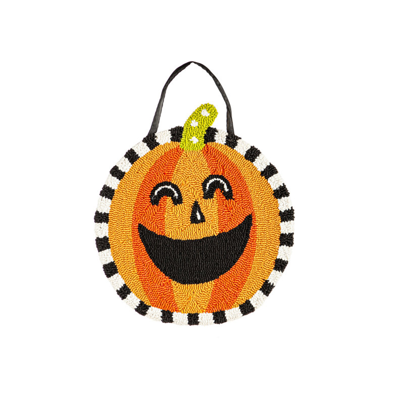 Décoration de porte crocheté à motif de citrouille-lanterne Deba