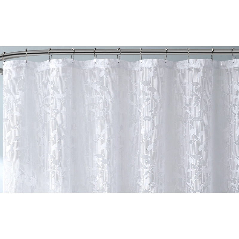 Toraino Floral Shower Curtain. Rustic Leaf Lace Shower Curtain, Blanc, H 72 po x l 72 po