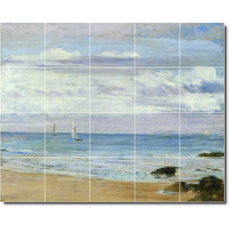 Carrelage mural décoratif en céramique 30 po x 24 po 6 po x 6 po, James Whistler, bord de mer, peinture W09823