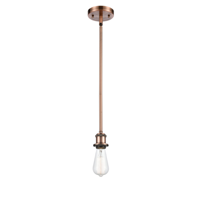 Luminaire suspendu simple 1 lumière, Cuivre antique, Ampoule incandescente rétro 60 watts, H 2,75 po x l 4,5 po x P 2,5 po