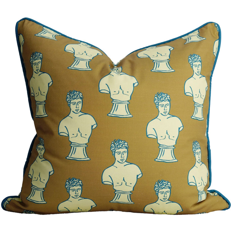 Adonis Greek Statue Pillow Cover, 20" H x 20" W, Sepia