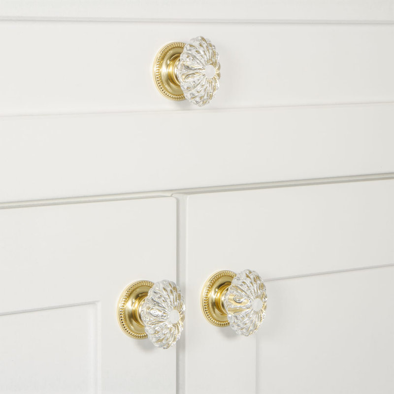 Burgundy Cabinet Knob, Polished Brass