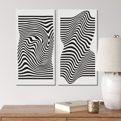 Ensemble de 2 peintures géométriques à motif géométrique primitif