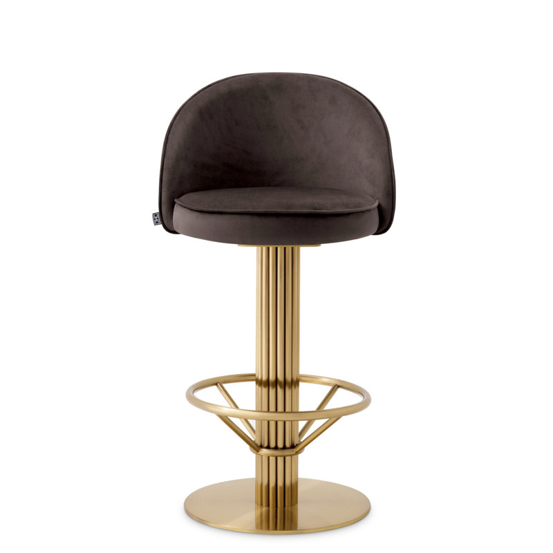 Counter Stool Dorland Roche Dark Gray Velvet, 26.38" Counter Stool