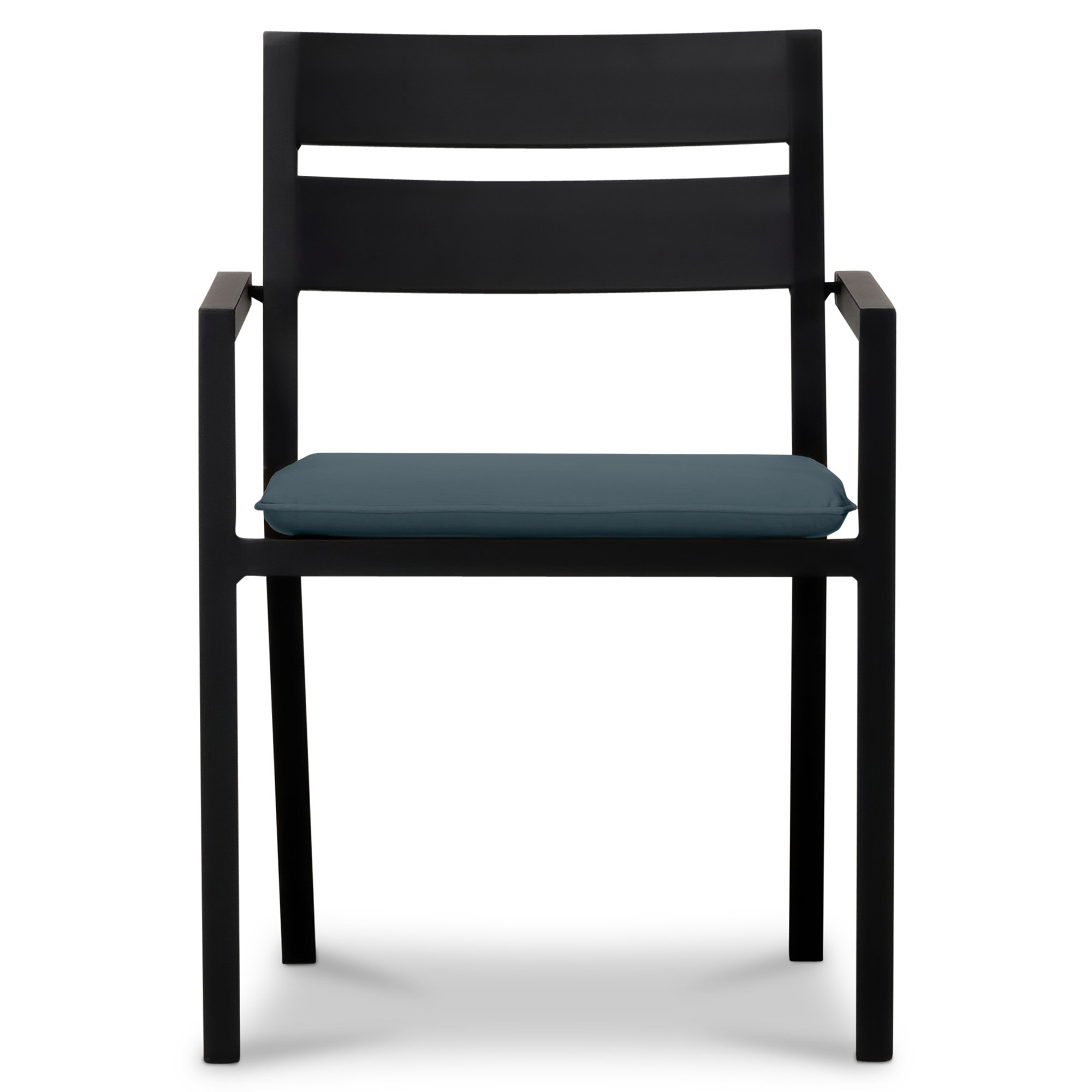Vivant Aluminum Outdoor Dining Armchair with Cushion, Cast Lagoon, Black