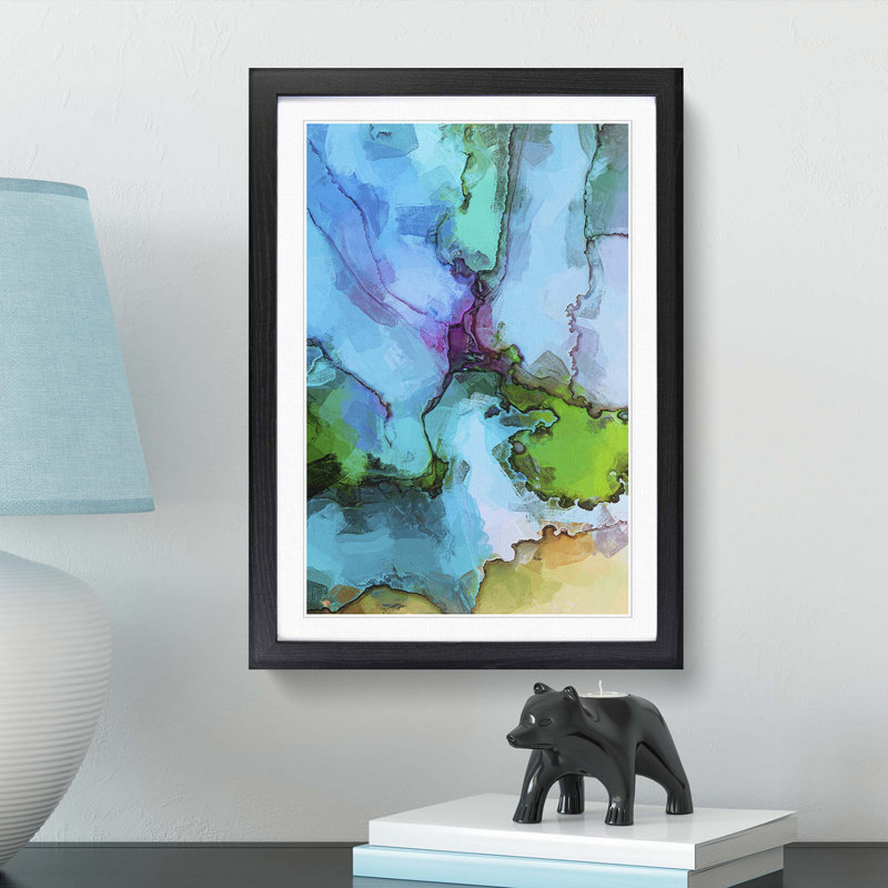 Uniting Inks in Abstract - Picture Frame Graphic Art Print, 48cm H x 36cm W x 2cm D, Black Framed