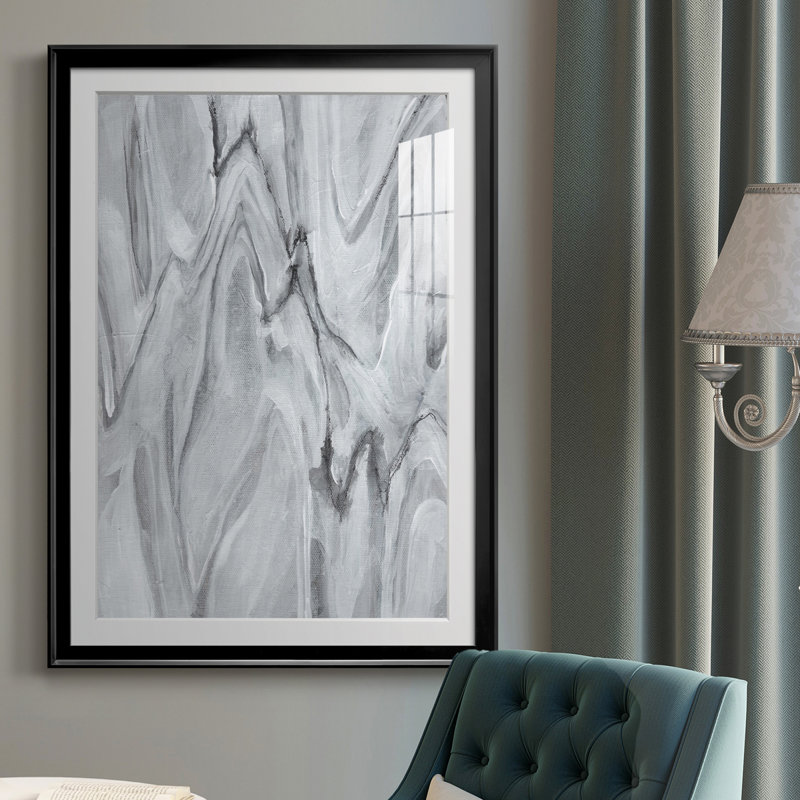 Marbré blanc III - reproduction de cadre photo, H 24,5 po x l 18,5 po x P 1 po, Cadre noir