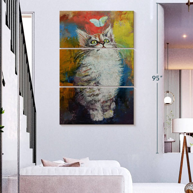 Brampt Kitten And Butterfly, 74" H x 48" W