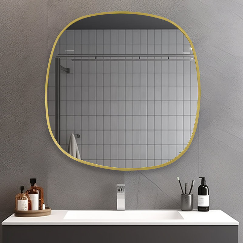 Miroir mural, 31,5 po x 23,62 po, Or, Ovale