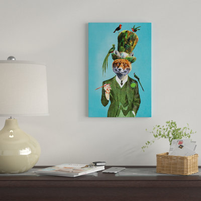 «Fox with Hat and Birds» par Coco de Paris, impression sur toile tendue