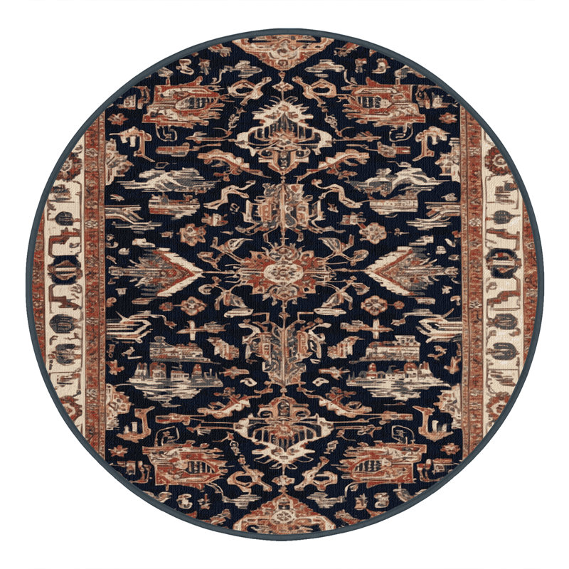Machine Washable Turkish Brown Area Rug, Rond 4 pi