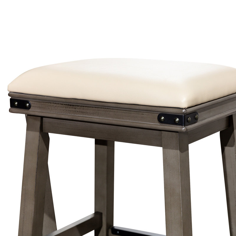 Élégant tabouret de comptoir de 24 po avec finition gris patiné et housse en cuir français - ajoute de la classe à votre siège de cuisine avec style et complète le décor du bar de la maison