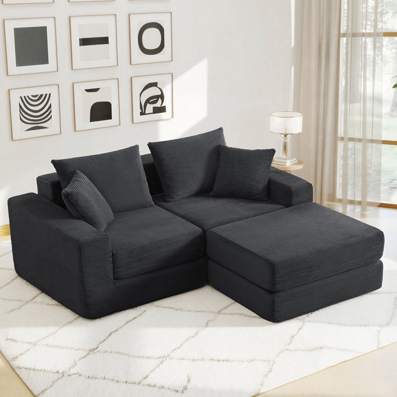 Canapé modulaire 73 po Cloud, canapé de compression confortable pour le salon, Gris foncé
