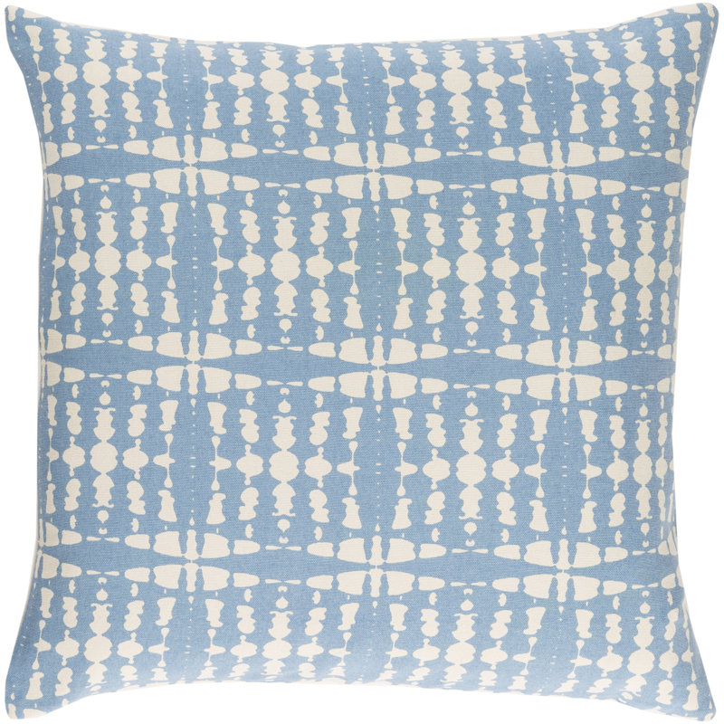 Ridgewood Geometric Cotton Throw Pillow, 20" H x 20" W, Cream/Teal, Pillow Cover