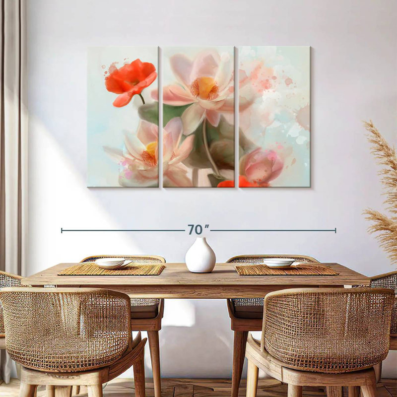Harnek lys et coquelicots abstraits, H 36 po x l 57 po