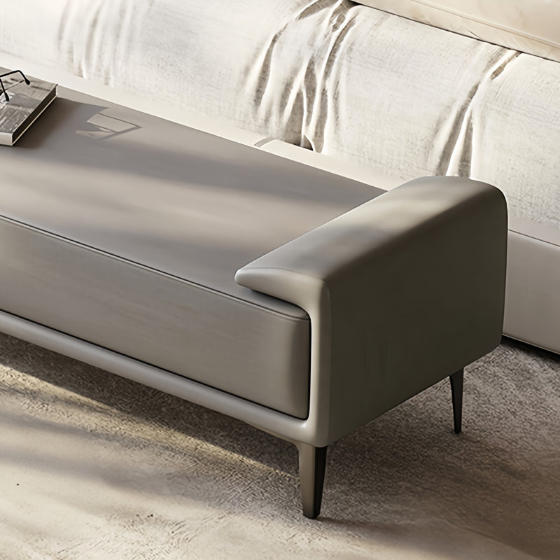 Ingerid Microfiber Leather Upholstered Bench, 20.86" H x 70.86" W x 17.71" D, Light Gray