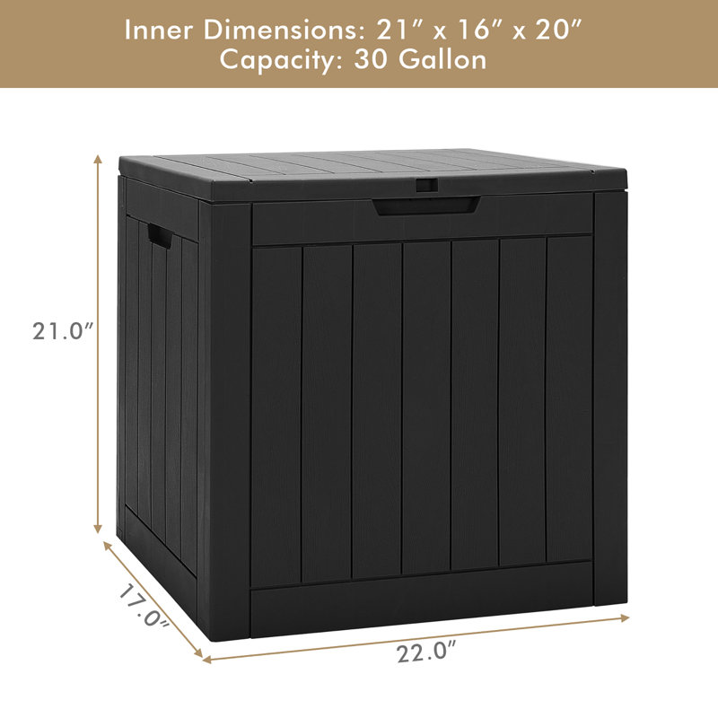 Coffre de terrasse en plastique résistant à l'eau 30 gallons Costway, Noir