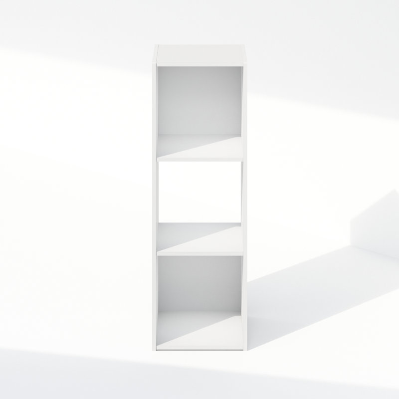 Furinno PELLI Book Shelf, 3-Cube Bookshelf, Cube Storage Organizer Bookcase, 11.7 x 12.1 x 35.4, for Living Room, Bedroom, Home Office, White