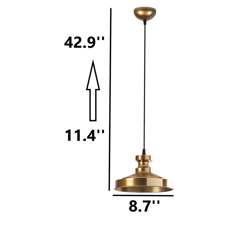 Luminaire suspendu simple en métal doré