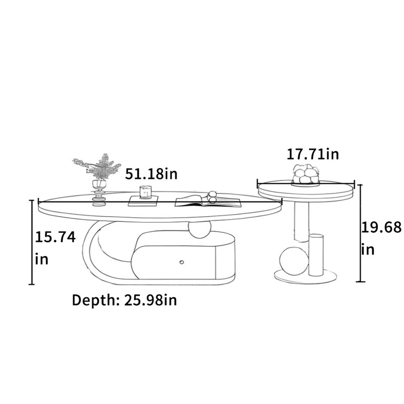 Table basse Simple Style, H 15,74 po x L 51,18 po x l 23,62 po