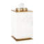 Ensemble de 2 pots décoratifs en aluminium blanc et or, bois de manguier