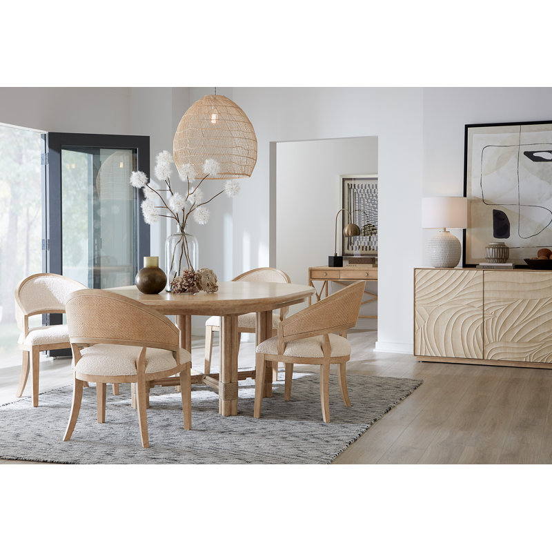 Retreat Cane Barrel Back Chair, Light Wood/Dune