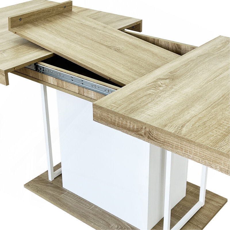 Rectangle Extendable Dining Table For 6-10 People Aged Effect Wood 160-200 Cm, Oak/White