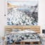 Tapisserie spitsbergen en polyester ensoleillé de couleur arctique avec accessoires suspendus inclus-28489429
