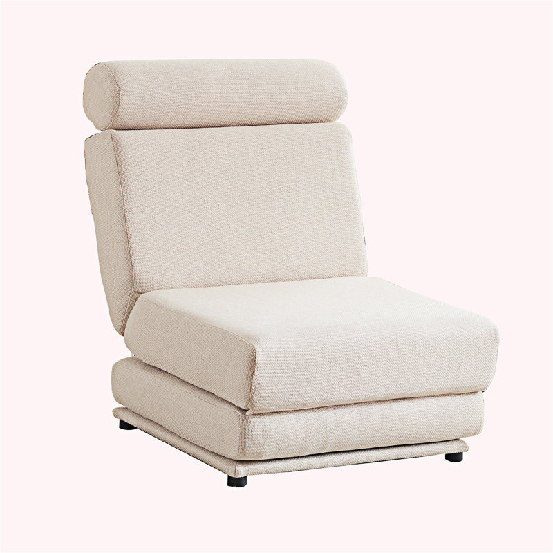 Modern Foldable Single Sofa Bed, Cream White
