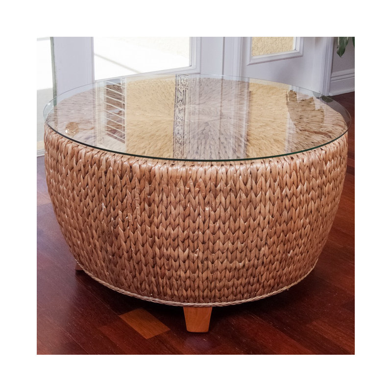 Pringle Glass Top Single Coffee Table, Antique Honey