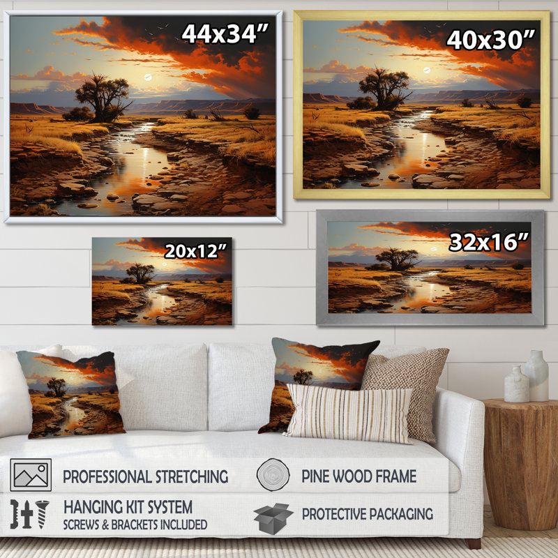 Coucher de soleil au clair de lune sur un paysage de canyon III - Canyon et désert, Cadre d'angle fermé noir