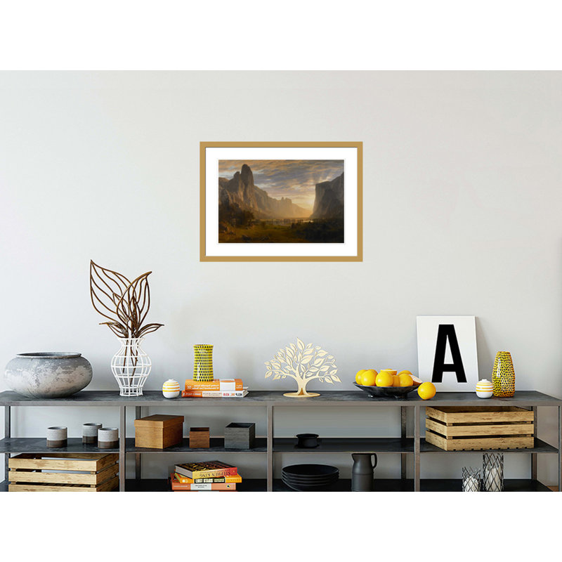 «Look Downing Yosemite Valley California» par Albert Bierstadt - Impression sur toile encadrée, H 21,73 po x l 29,5 po
