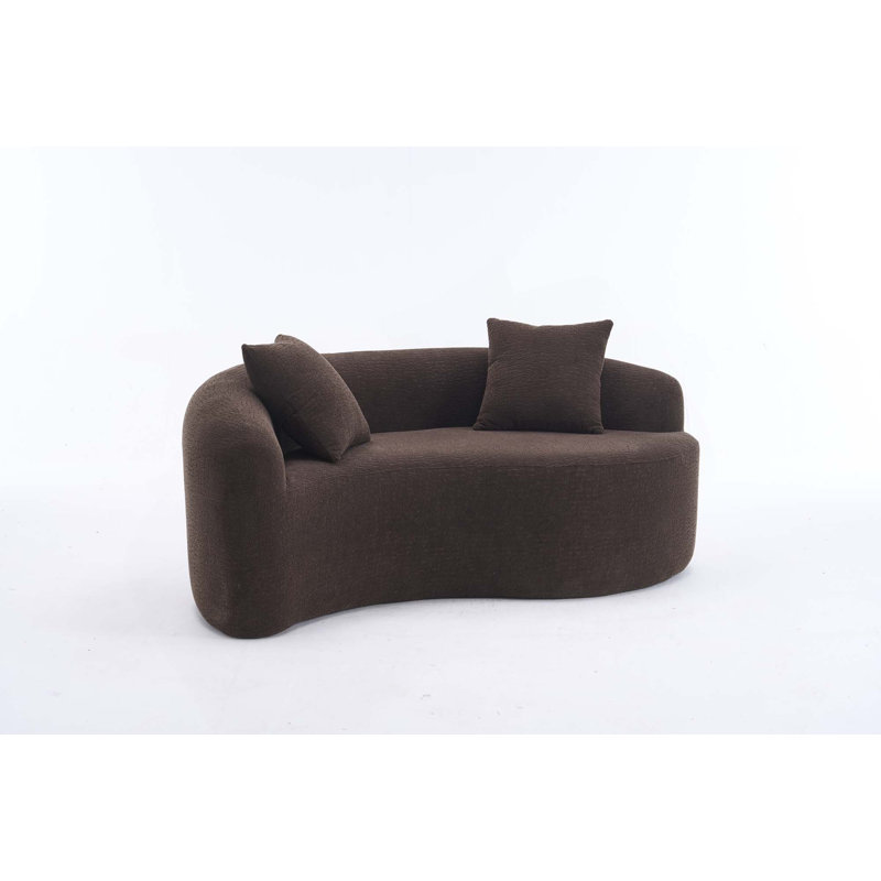 Canapé compact en chenille à double profondeur en S pour petits espaces, sans assemblage, Brun