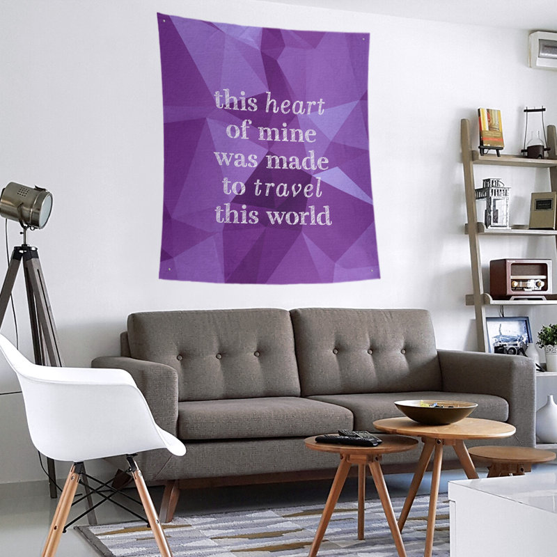 Tapisserie en polyester en faux pierres de voyage love love, H 60 po x l 51 po, Améthyste