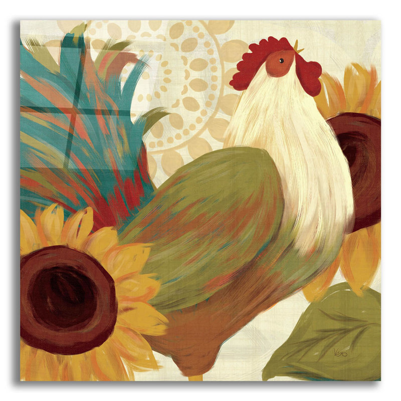 «Spice Roosters I» par Veronique Charron, art mural en verre acrylique