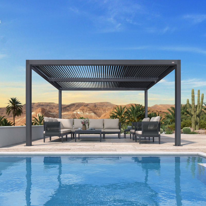 Pergola d'extérieur en aluminium à persiennes 10 'x 14' avec toit ajustable