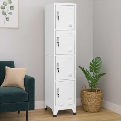 Armoire casier rectangulaire Sonia, 4 portes, design industriel, acier gris