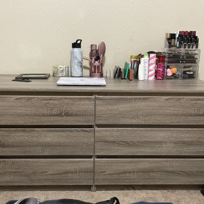 white christmas dresses Borah Contemporary Faux Wood 6 Drawer Double Dresser – GDFStudio main image 1