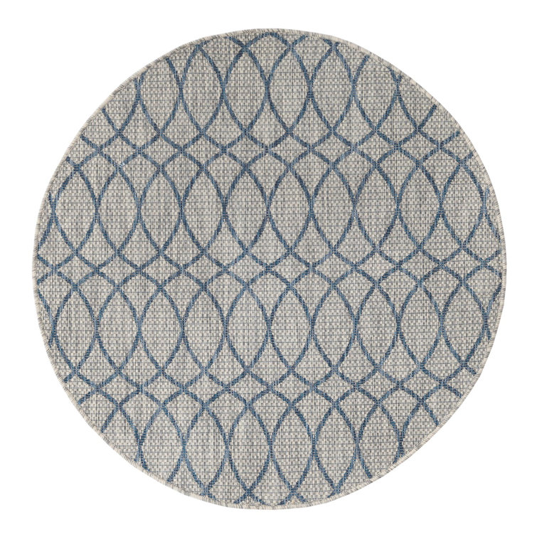 Gray Blue Gitter Indoor/Outdoor Trellis Rug
