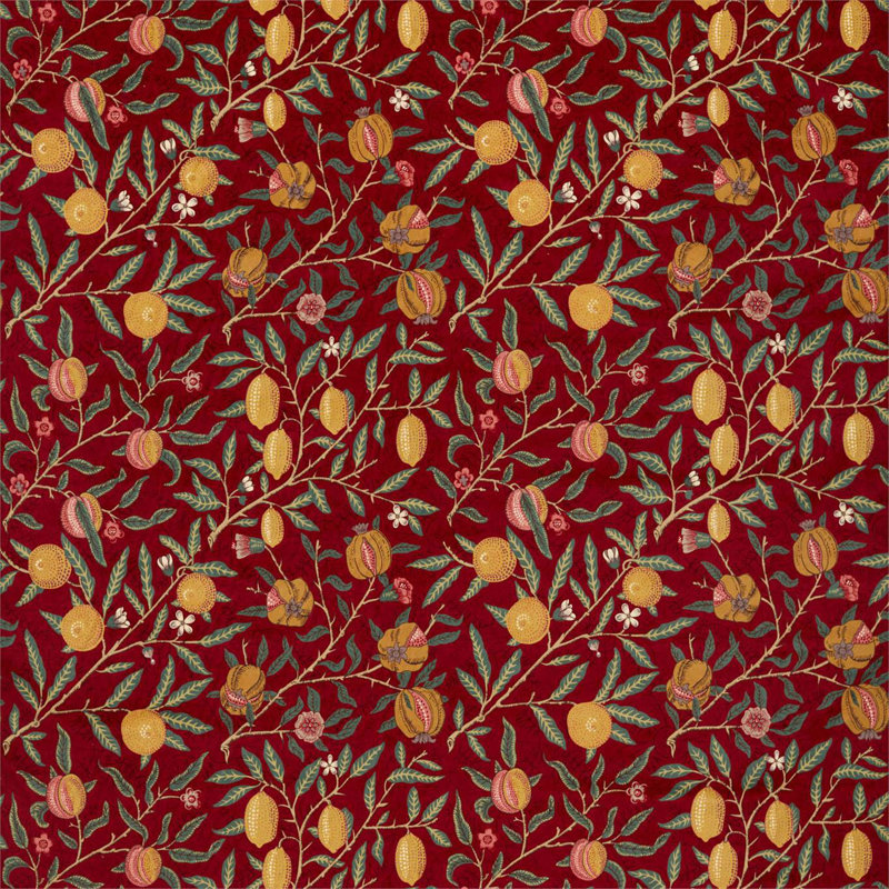 Fruit Velvet Fabric, Madder/Bayleaf
